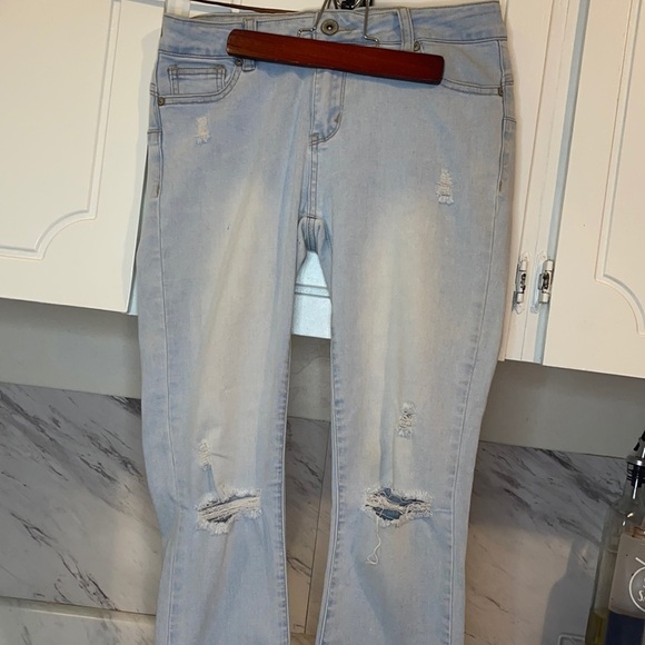 #6 Mid-Rise Curvy Distressed Skinny Jeans - (Blue)💰🔥 - Picture 2 of 7